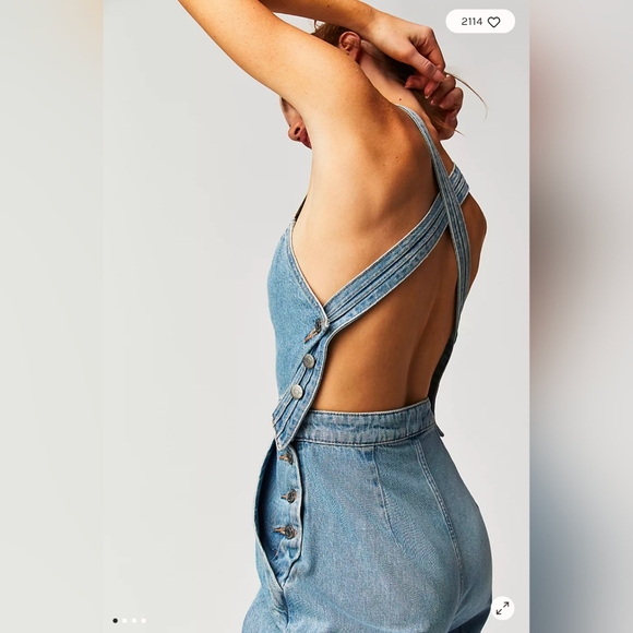 NWT Anthropologie ETICA Denim Emel Carpenter Jumpsuit Denim Small - Picture 4 of 11